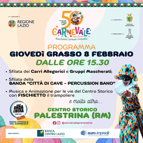 Carnevale Prenestino - Giovedì Grasso 8 febbraio